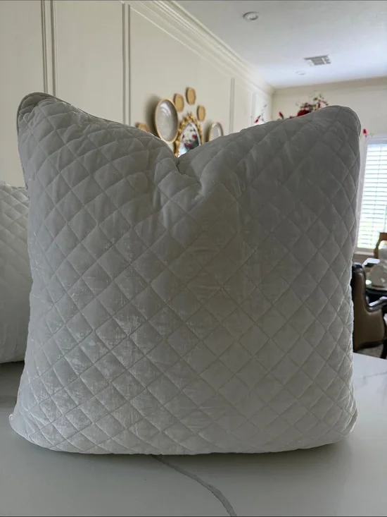 Bella Notte Quilted Silk Velvet Euro pillow shams with Button Down back.