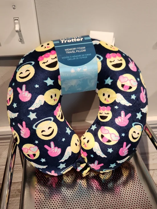 NWT Globe Trotter Smiley Faces Peace Signs  Memory Foam Travel Pillow