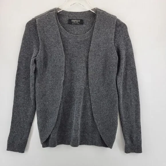Allsaints Womens Sweater Size 4 Charcoal Gray Agari Jumper Lambswool‎ Angora