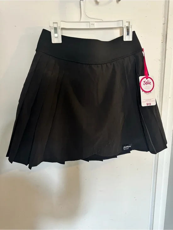 Justice Black Circle Skater Skirt with Pleated Sides