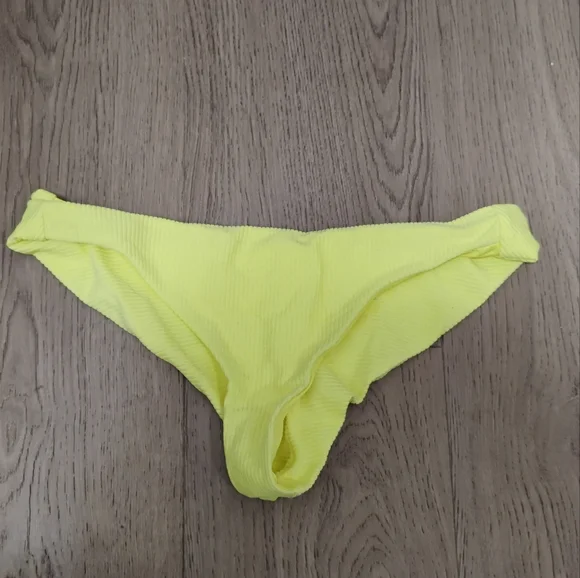 Frankie's Bikinis Ribbed Yellow Bikini Bottom Sz  Small