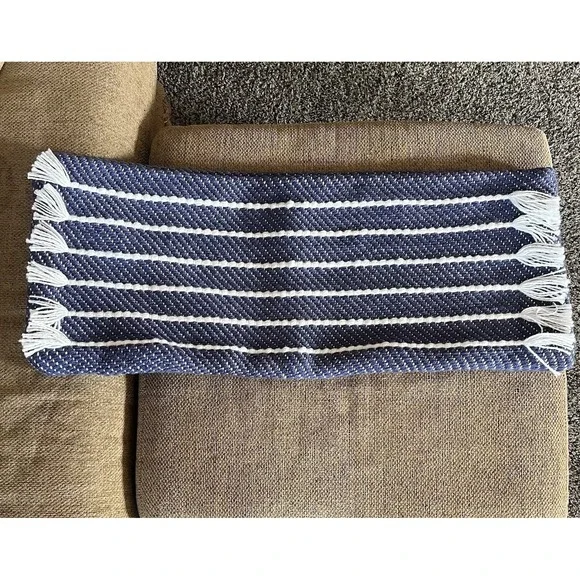 Basketweave‎ Decorative Pillow cover 11'' x 30'' blue, gray, and white tones