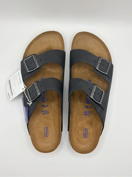Birkenstock Arizona Black Two-Strap soft bed  Sandals in Black