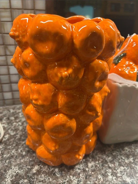 Glossy citrus Orange Ceramic Vase