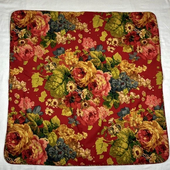 Croscill Sham Cover Pillow Case Rope Trim‎ Floral Deep Red USA