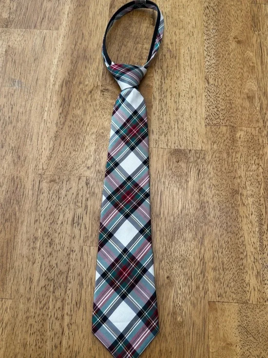 Nautica Plaid Boy's Tie in White, Red, Green and Black