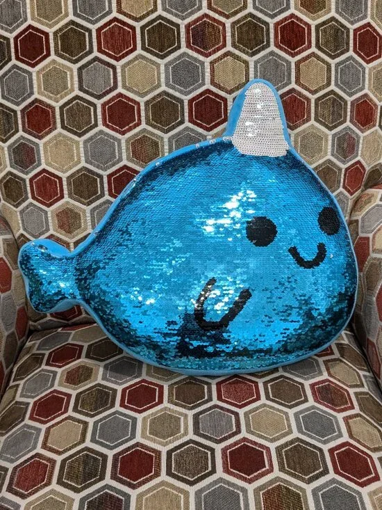 🛍️ BUNDLE ONLY | Justice Narwhal Flip Sequin Plush Pillow