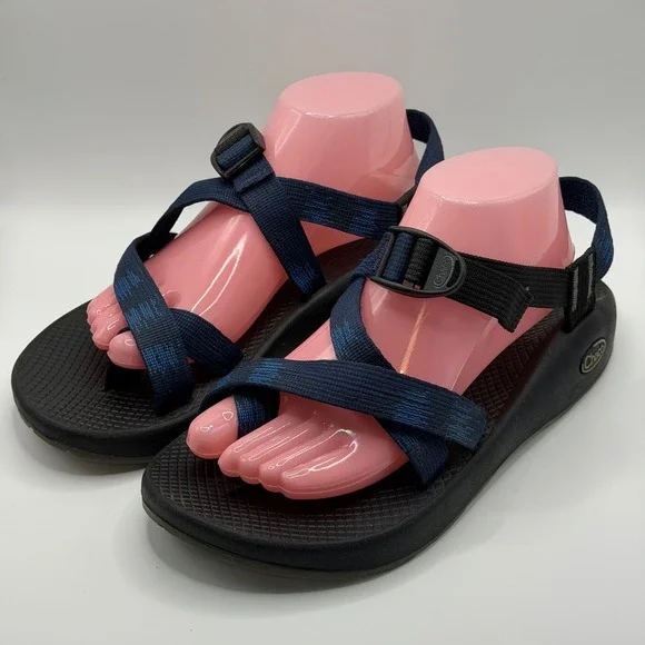Chaco Z2 Classic Mens Sport Sandals Blue Black Strappy Toe Loop Vibram Sole 9