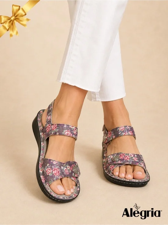 Alegria Leather Floral Comfort Sandals EU 41 US 10–10.5
