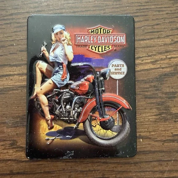 Harley Davidson Motorcycles Pin Up Girl Parts Service Magnet Garage Decor