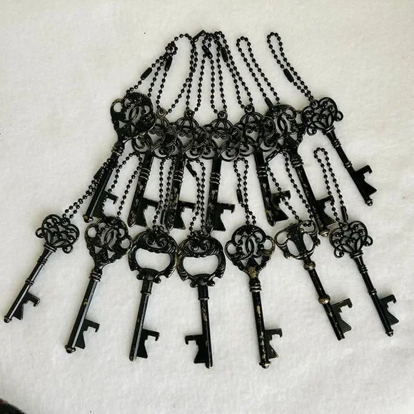 Lot 14 Ornate Antique Style Skeleton Key Bottle Opener Antiqued Brass Tone Gift