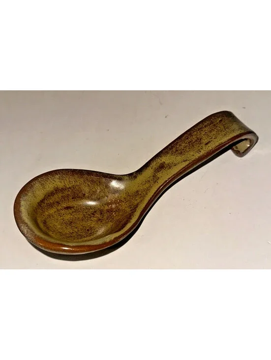 Studio Art Stoneware Pottery Hand Thrown Spoon Rest Stamped On the Bottom