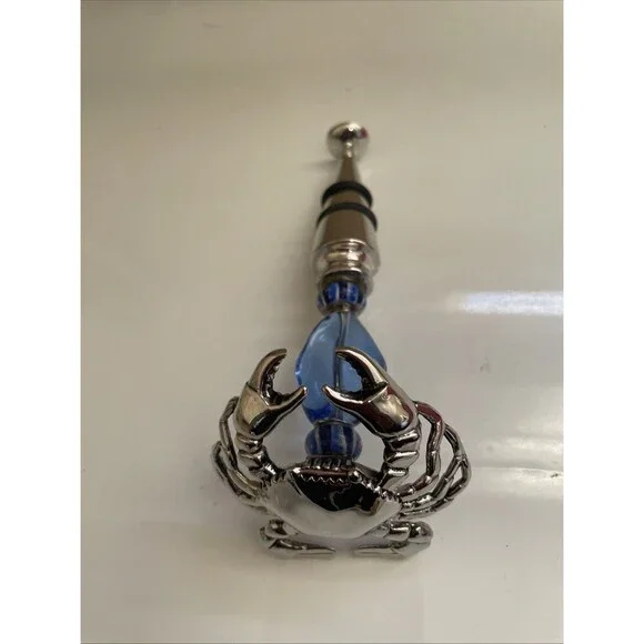 Metal Crab Blue  Art Glass Wine‎ Bottle Stopper Crustacean Zodiac Sign Cancer