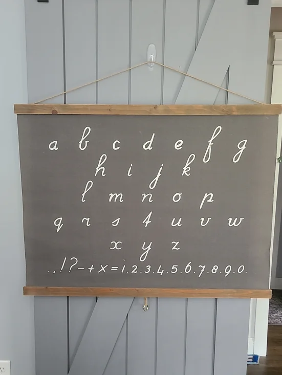 Gray Alphabet Wall Hanging with White Script Letters