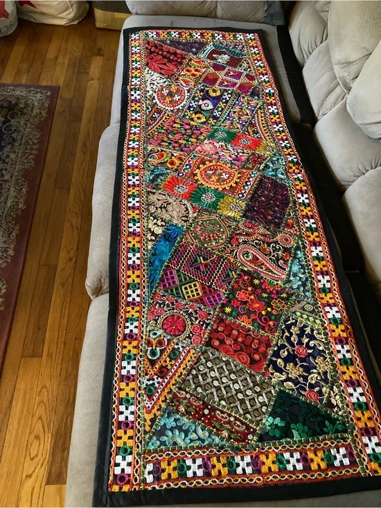 Handcrafted Multicolor Patchwork Tapestry Wall Runner