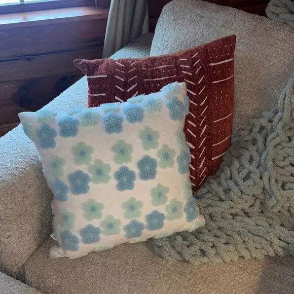 UGG Kookaburra Blue and Cream Textured Pillow