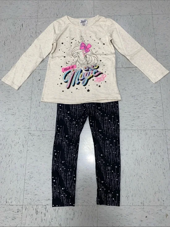 Jojo Siwa Nickelodeon glitter top Black Star Leggings 2 piece set girl 6 6x