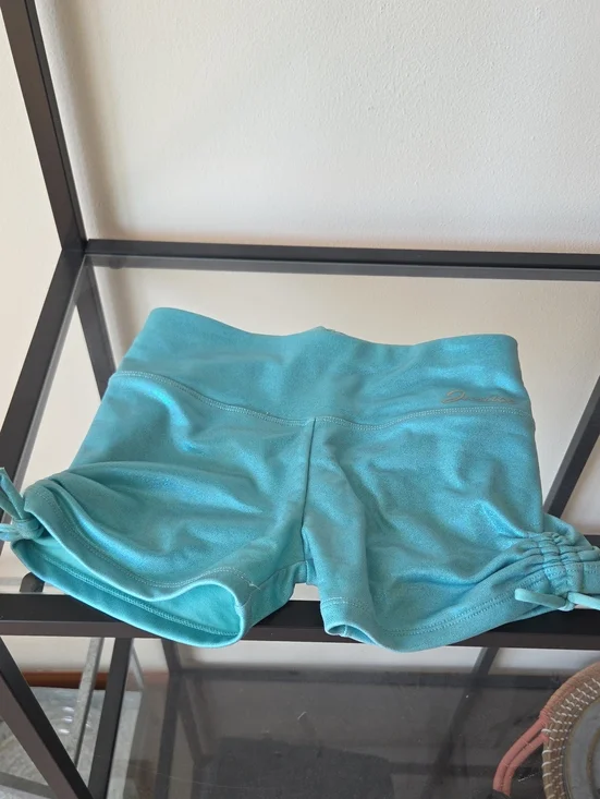 High-Rise Turquoise Kids Athletic Shorts