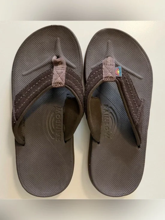 Men's 7 Dark Brown East Cape - Molded Rubber w/ Natural Suede Strap