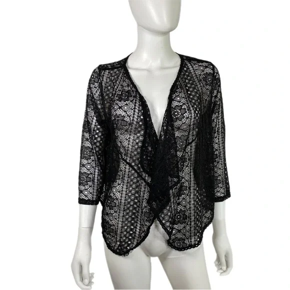 Black Lace See-through Shawl Cardigan Shrug