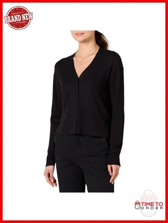 Cotton Blend Lightweight Cropped Relaxed Fit Cardigan with Button Front