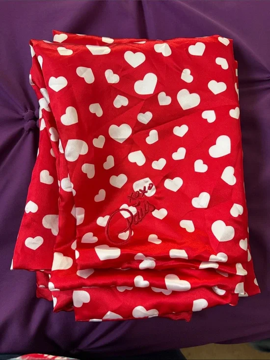 Paris Hilton Red and White Heart Print Queen Pillowcase Cover -2