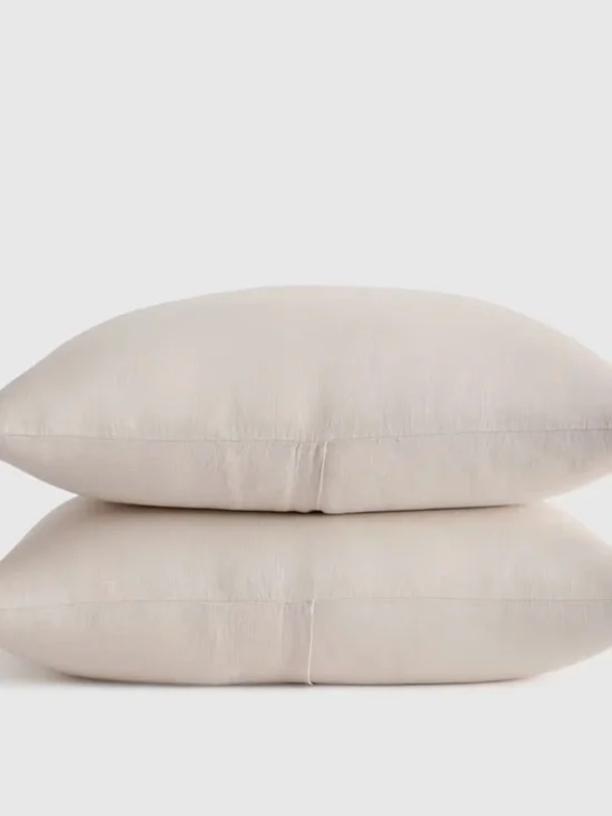 New European Linen Sham Set of 2 King Sand Tan