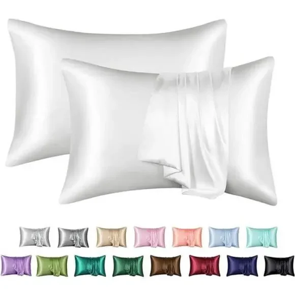 2 set Satin Pillowcase for Hair and Skin, Silk  King Size , Silky (20x36…