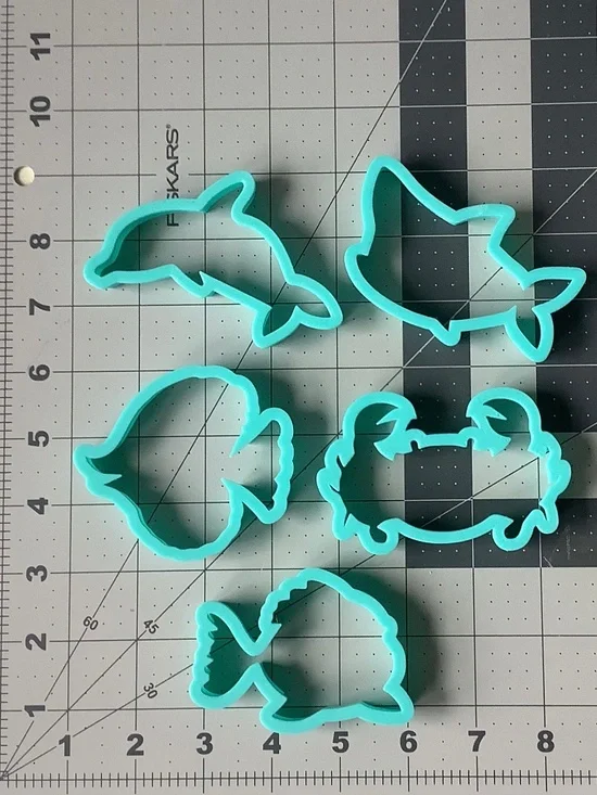 Set of 5 Ocean Animal Cookie Cutters – 3D Printed Baking Molds