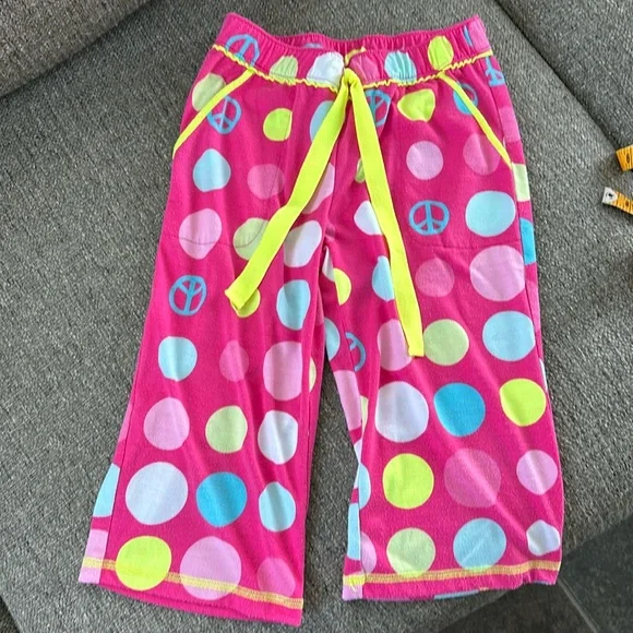 Justice Girls Polka Dot and Peace Pajama Pants Size 6