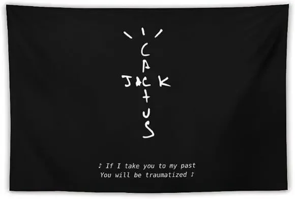 Cactus Jack Travis Wall Tapestry w/ Scott Logo & Lyric Print, 60x40 in