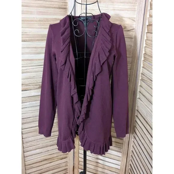INC‎ INTERNATIONAL CONCEPTS CHIC   RUFFLE FRONT CARDIGAN   Sz PM  NWT  $ 80