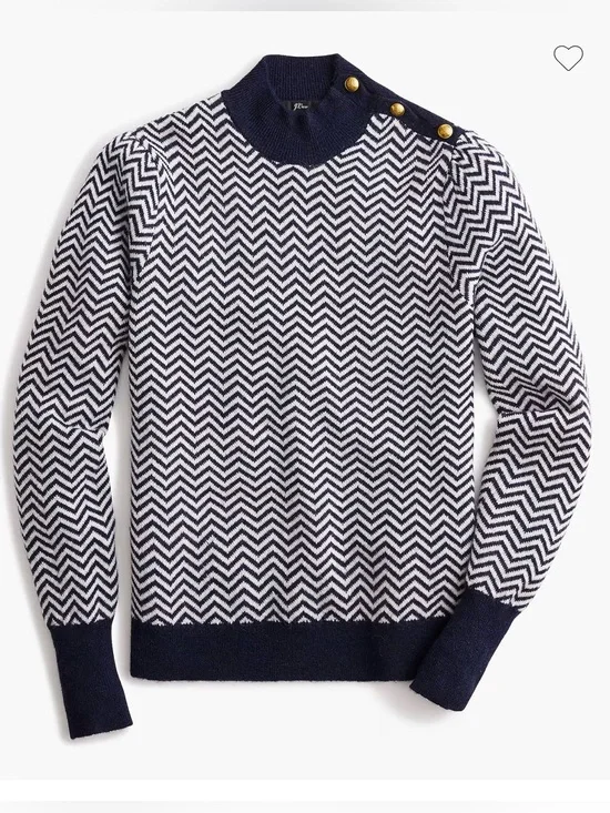 JCREW Button-detail mockneck sweater in herringbone size medium