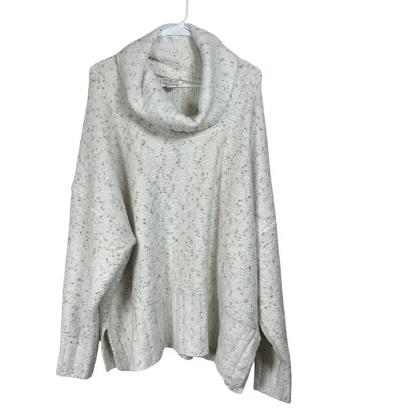 Rachel Zoe Cream Gold Cowl Neck Soft Knit Sweater Size 3X