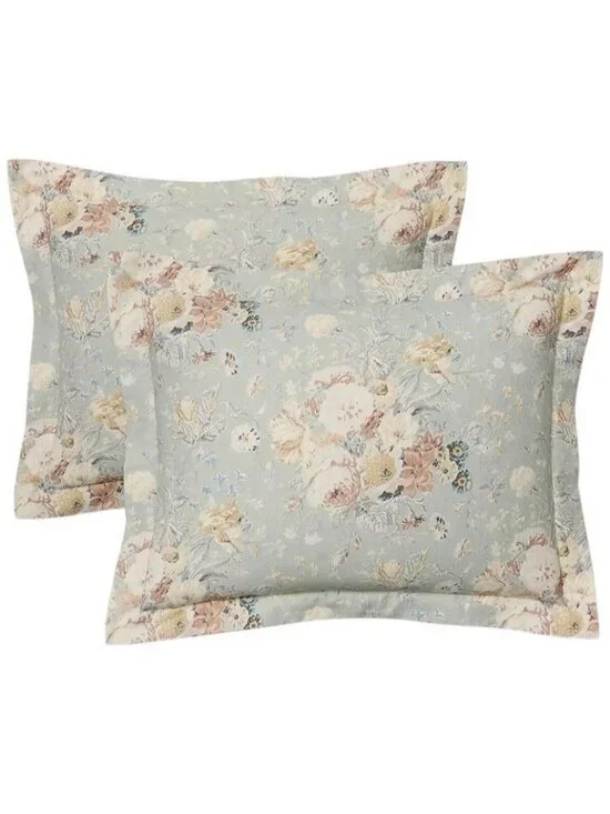 Lauren Ralph Lauren Home Gwynne Set of 2 Pillow Shams Light Green Floral New