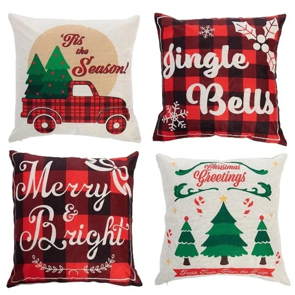 4 Pack 18x18 Inch Christmas Decor Pillow C…