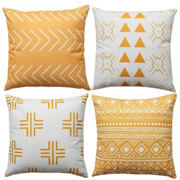 Set of 4 Mustard Yellow Pillow Cover