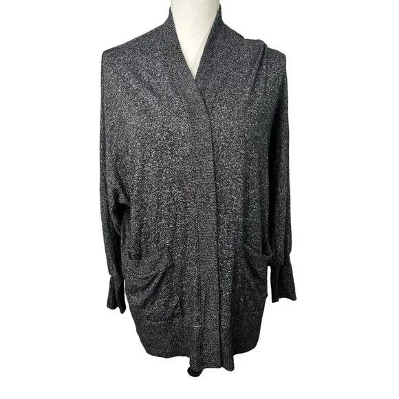 Open Front Cardigan Duster‎ Pockets Long Sleeve Knit Gray size XS