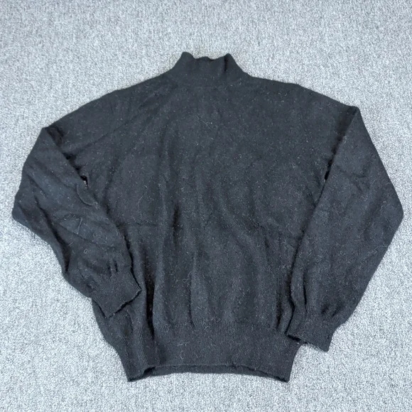 Charter Club Classic Mock Neck Sweater Women S Black 100% Cashmere 2-Ply Knit