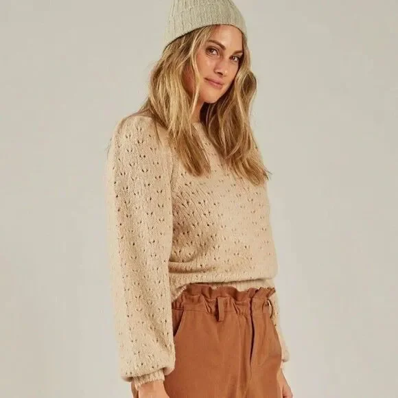 NWT! Rylee + Cru Women's Piontelle Wool Blend Balloon Sweater Size XL
