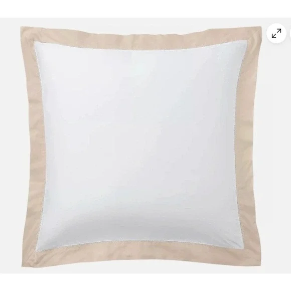 NEW Ralph Lauren Organic Cotton Sateen Border Euro Sham Coastal‎ Sand