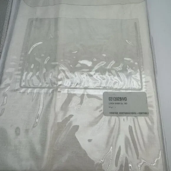 Ethan Allen Tailored Linen Sham Queen Ivory Stonewashed for Softness Luxury New