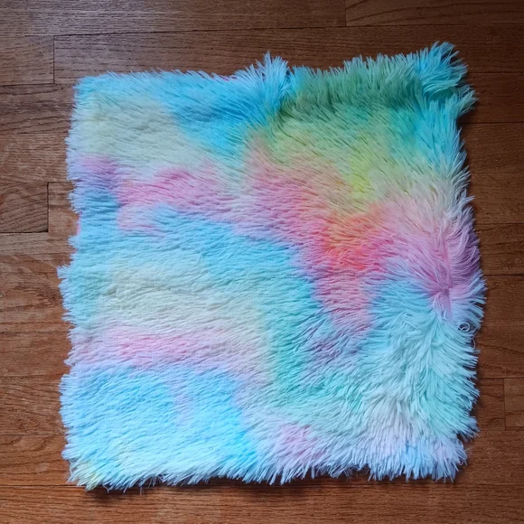 Colorful Tie-Dye Faux Fur Throw Pillow Cover
