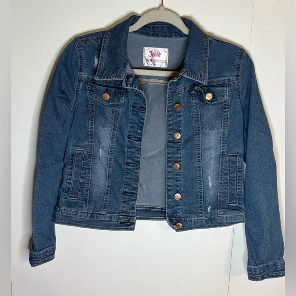 Justice Girls Distressed Jean Jacket Size 14/16