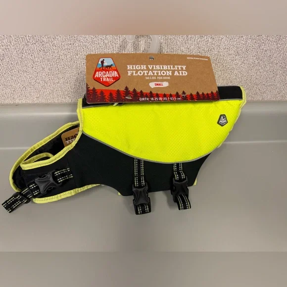 Arcadia Trail Flotation Dog Harness High Visibility NEW Size Small Yellow‎