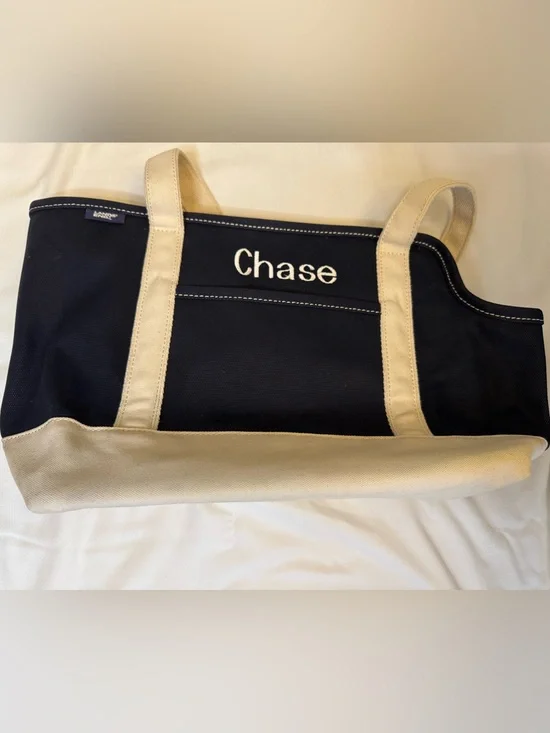 Lands' End Navy Canvas Dog Carrier Tote Bag 16.5