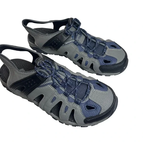 Ozark Trail Hiking Sandals Men 8 Gray Blue Bungee Closed Toe Outdoor Gorpcore‎