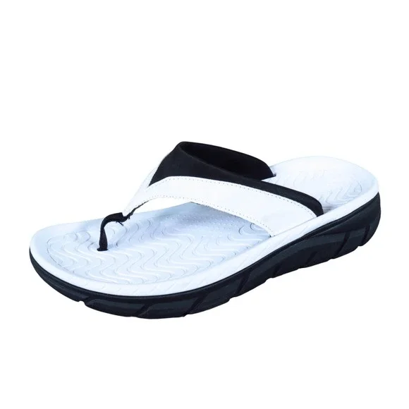 Athletic Works WMAW23MH006L Mens Thong Sandal Size 10‎ Casual Beach White Black