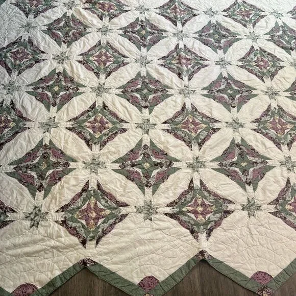 Vtg Country Collection Quilt Merrianne’s Star Queen 99x82 Cottage Shabby Chic