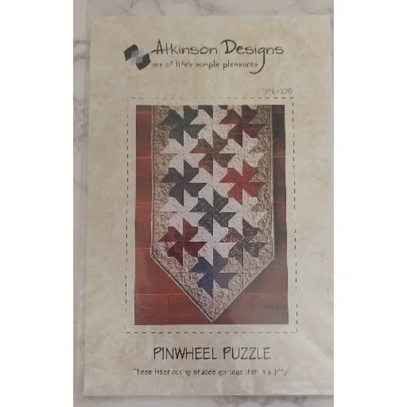 Atkinson Designs Quilt Pattern PINWHEEL PUZZLE Table Runner SPL-108 17